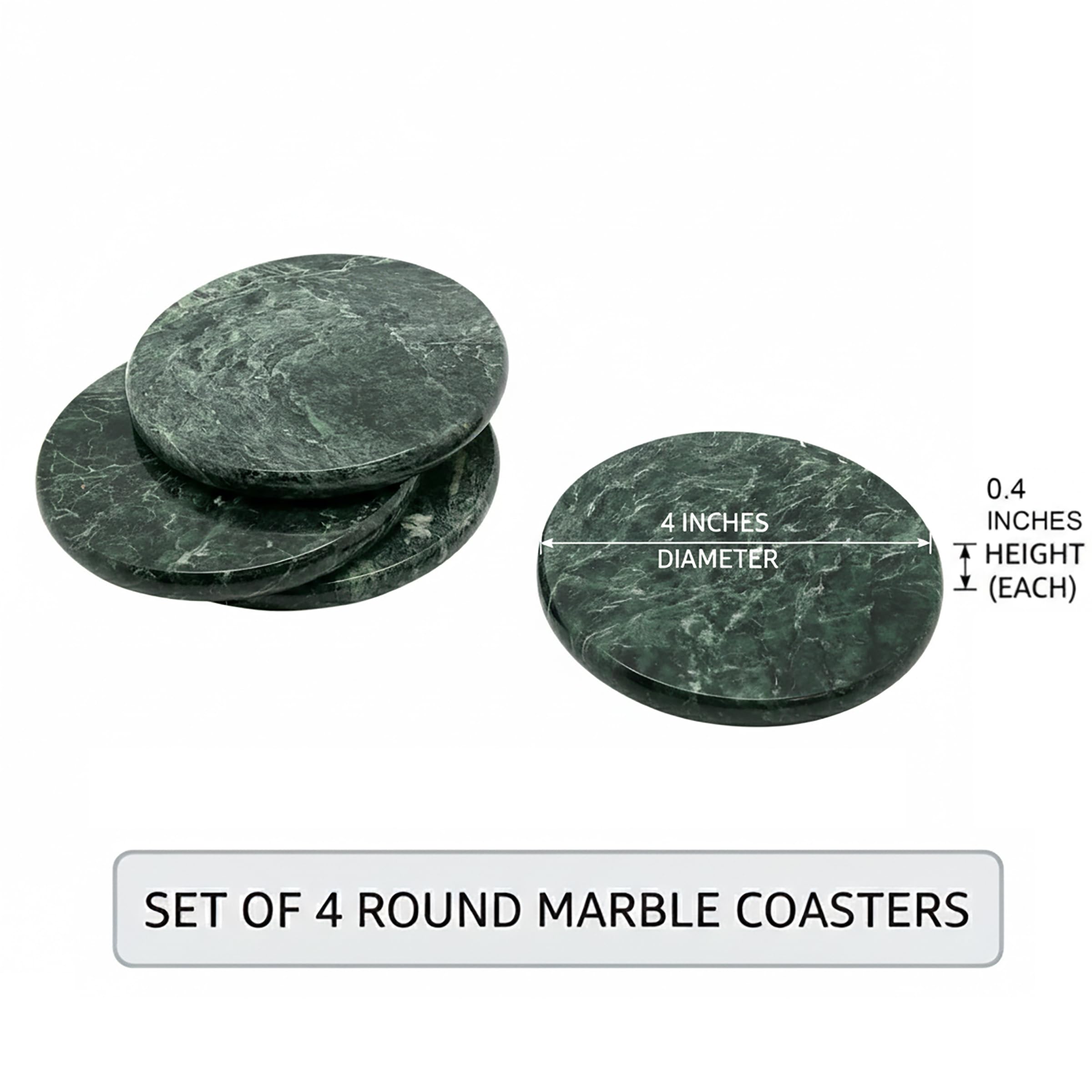 Amazon.com | Creative Home Genuine Green Marble Stone Set of 4